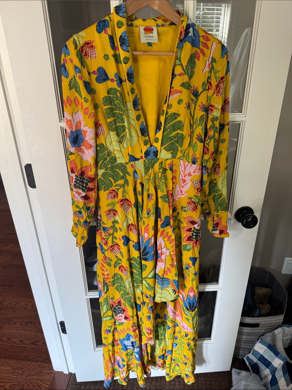 Farm Rio Summer Garden Plunge Maxi Dress size small